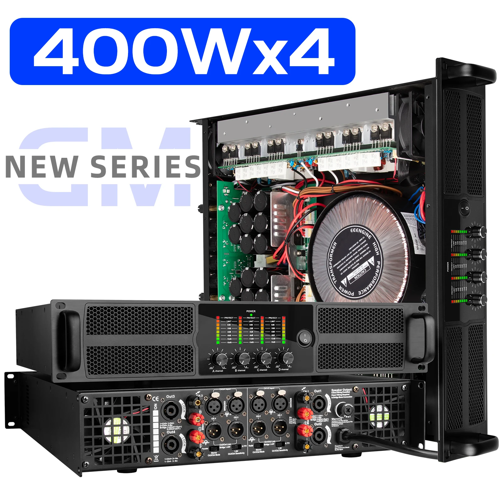 Hight Quality GM10 Power Amplifier Professional 400W*4 For Home Use Karaoke Stage