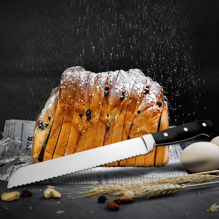 
Luxury Stainless Steel 8 Inch Bread Slicing Knife Forged Japanese Bread Knife Cutting Bread 