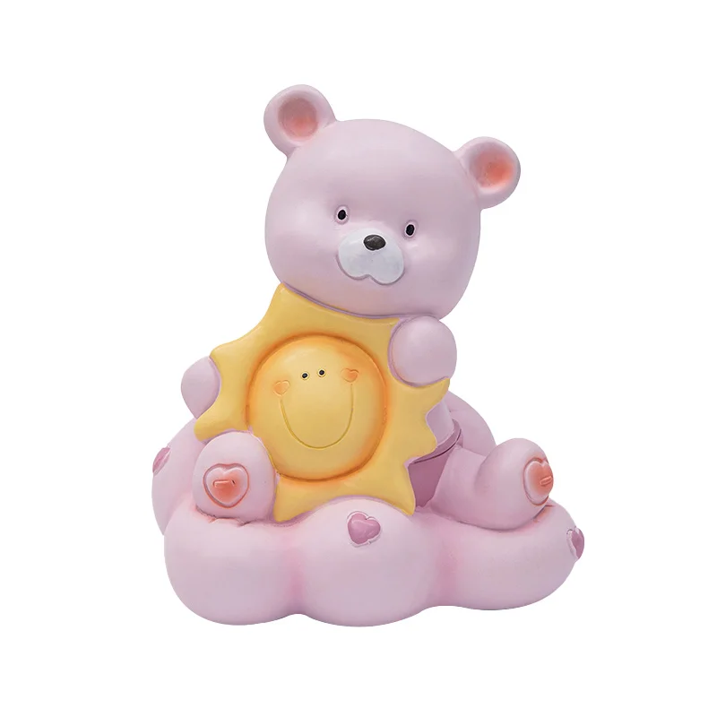 high quality animal money bank resin pink bear moneybox for kid toys holiday gifts