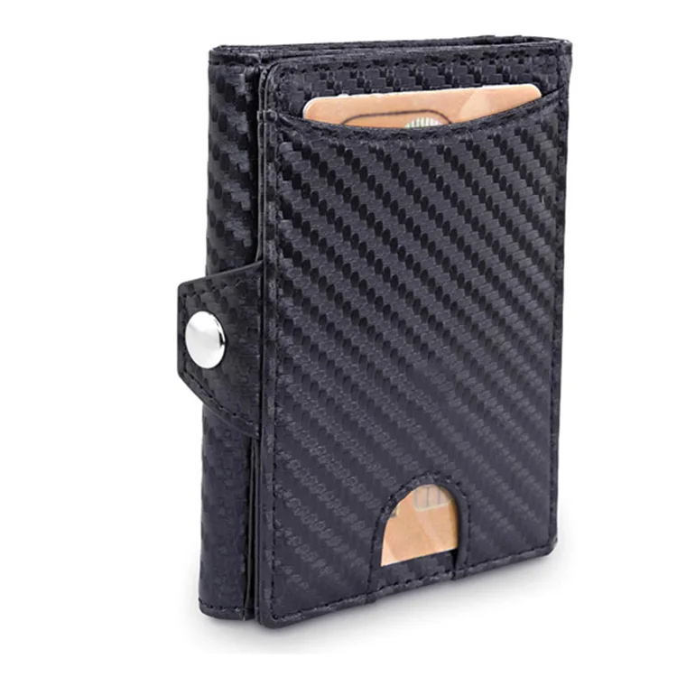 Slim RFID anti thief cards holder leather Wallet new custom,money clip mens purse carbon fiber clip wallet for Men