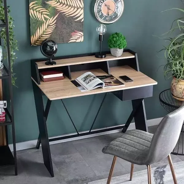 Home Office Furniture simple computer desk with drawer storage shelves study table steel wood desktop computer table