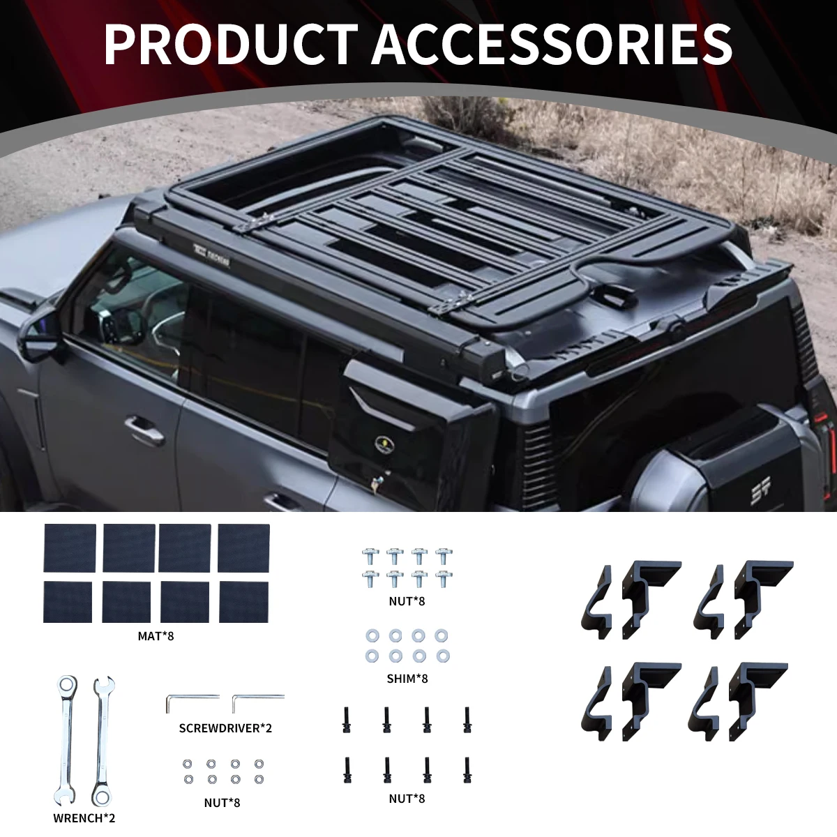 Jietu X70  Roof luggage rack ladder modification kit backpack roof tent bumper expansion accessories