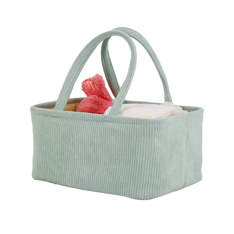 Baby Diaper Caddy Basket Stylish Corduroy Storage Organizer for Diapers Baby Gift Registry Shower List for Newborn