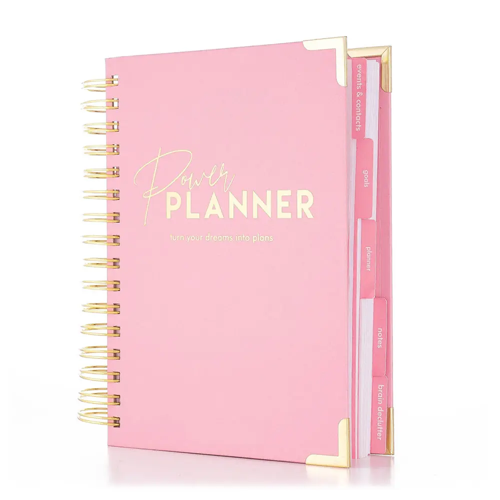 2025 2026 Customized Printing Hardcover Organizers Weekly Monthly Undated Agenda Planner Spiral Binding Daily Goal Planner