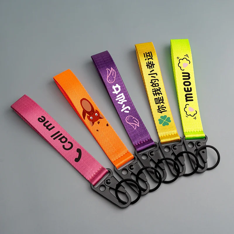 Personalized Customize Car Motorcycle Logo Keychain Strap Premium Eagle Buckle Nylon Polyester Wrist Lanyard