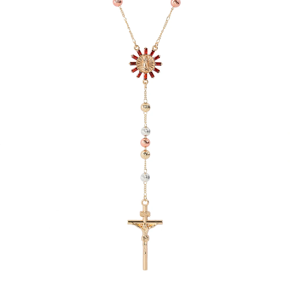 
Oro laminado Tricolor rosary beads 14kgold rosary necklace rosary catholic 
