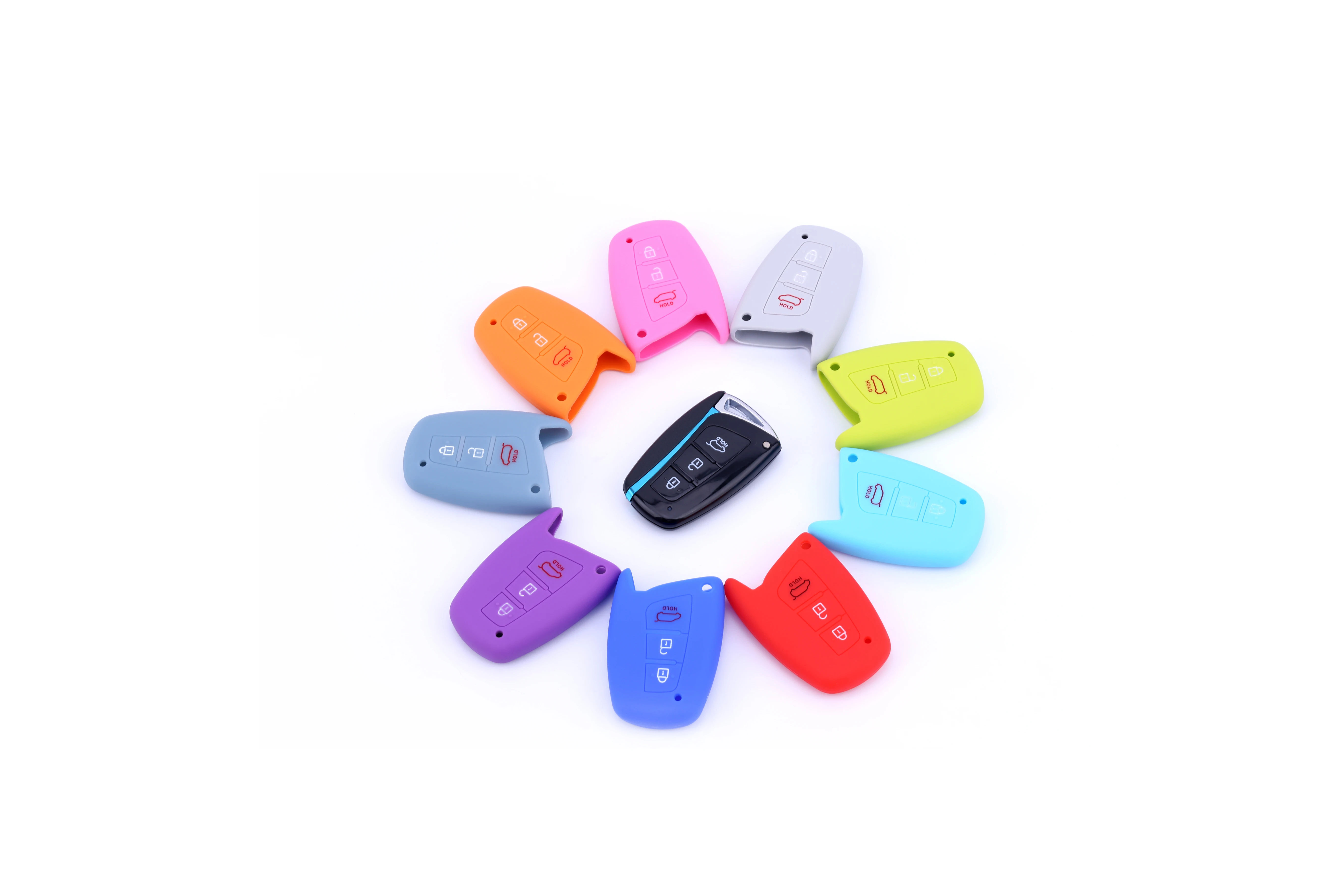 Wholesale custom soft silicone rubber car alarm key shell case flip key fob remote cover for car keys