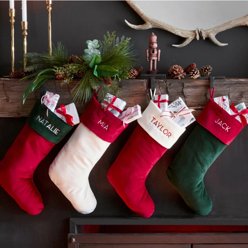 Personalized Decorative Kids Gift Socks Sublimation Plain Blank Velvet Christmas Stocking