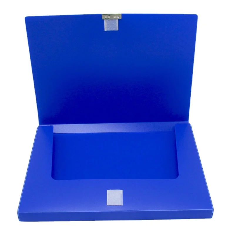 Blue folding data file box pp plastic 5cm ledger storage office file bag black waterproof archive button file box