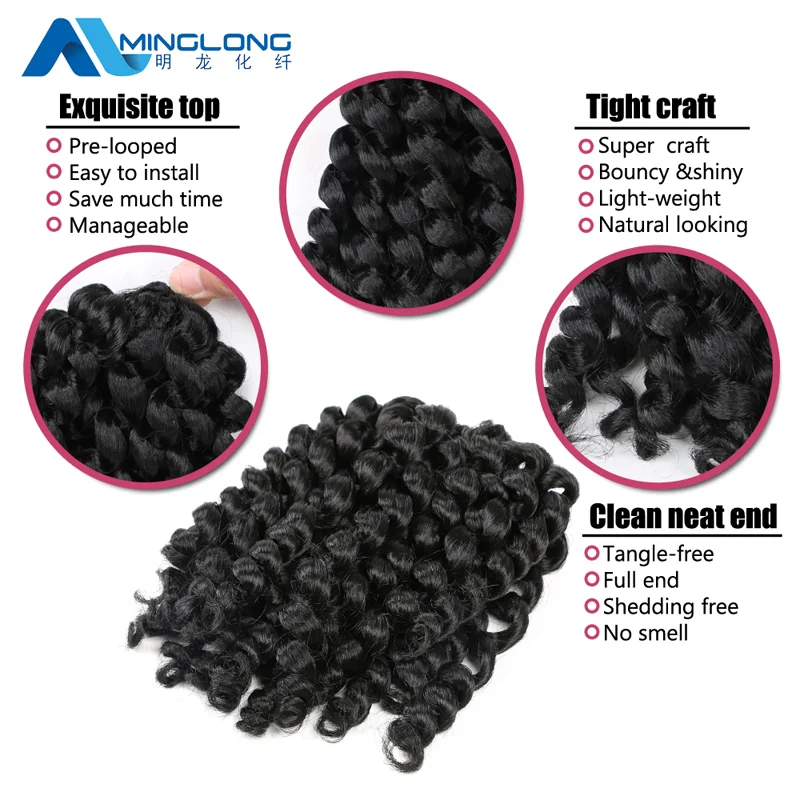 Wand Curl Crochet Braids Jamaican Bounce Curly Hair African Black Color Synthetic Crochet Braiding Hair Extensions For Women