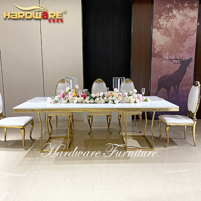 Wholesale New Design Modern Metal Legs Luxury White Mdf Table For Wedding