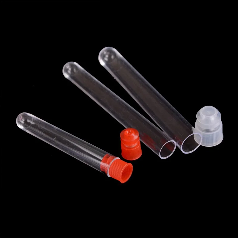 Clear Plastic Test Tubes With Lids Stoppers Lab Test Tubes DIY Handmade Beading Beads Storage Tube Lab tools