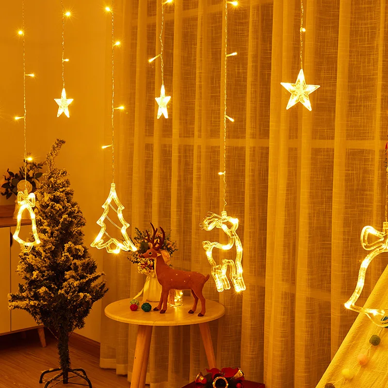 Cross-border new led string lights Christmas curtain bedroom room layout holiday decorative ice strip