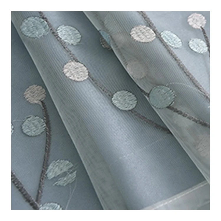Quality blue round point tree window curtains for the living room
