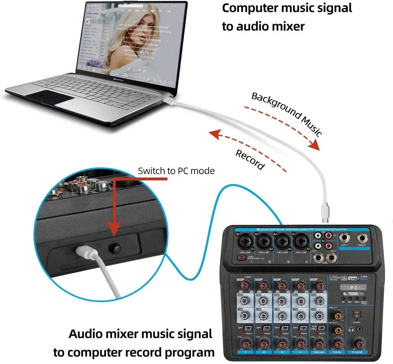 Top Quality Sound 6-Channel Professional Audio Mixer