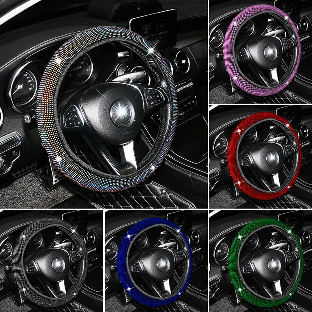 Universal Fit 15 Inch Without rubber Elastic Diamond Custom Wheel Protector Bling Bling Crystal Steering Wheel Cover