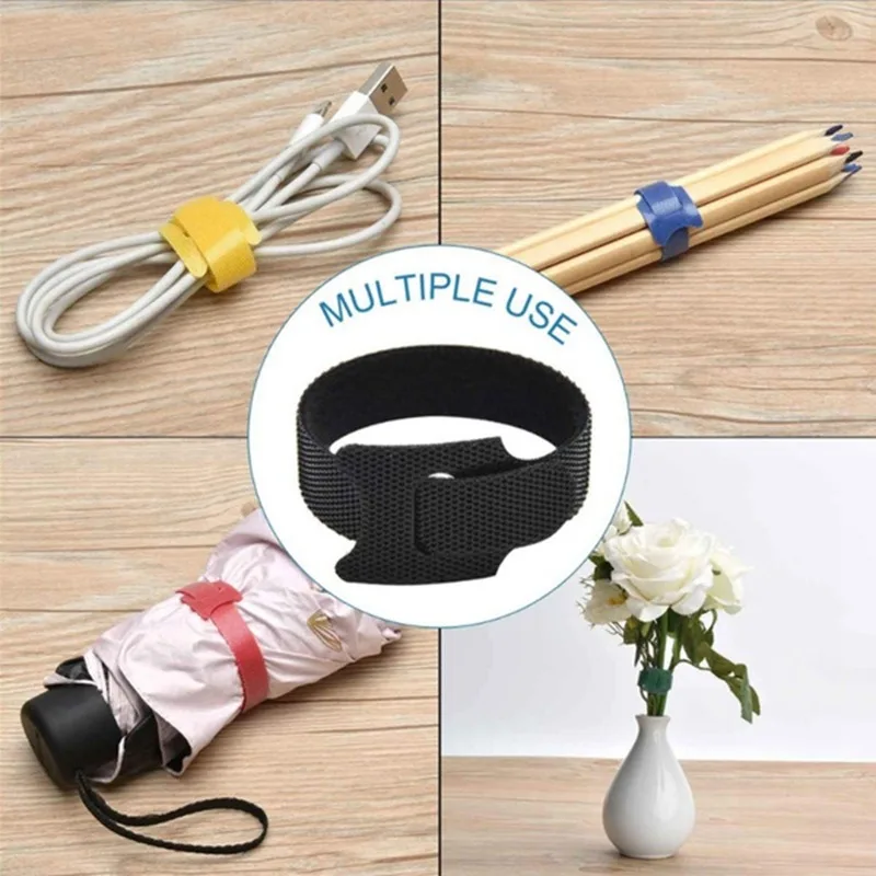 100PCS Releasable Cable Ties Colored Plastics Reusable Cable Nylon Loop Wrap Zip Bundle Ties T-type Cable Tie Wire