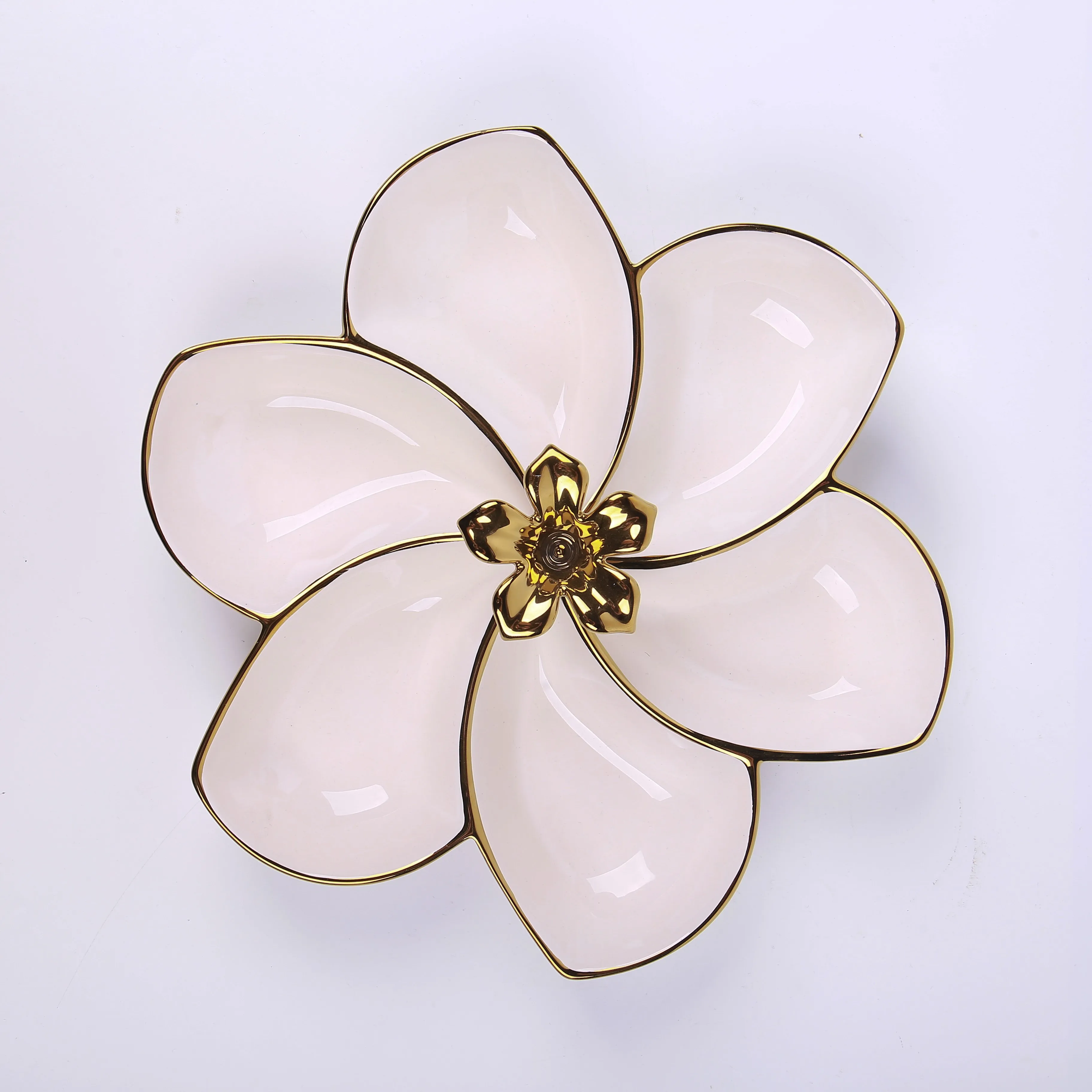 Wholesale 5 Compartments Ceramic dishes White Divided kitchen decor Ceramic Fruit Plate