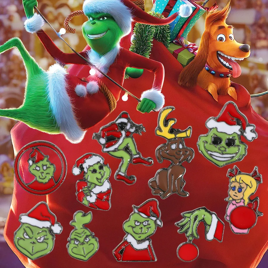 New 3D Winter Christmas Grinch Manicure Ornaments Gems Accessories Green Fur Max Elk Frett Alloy Nail Art Decoration Charms