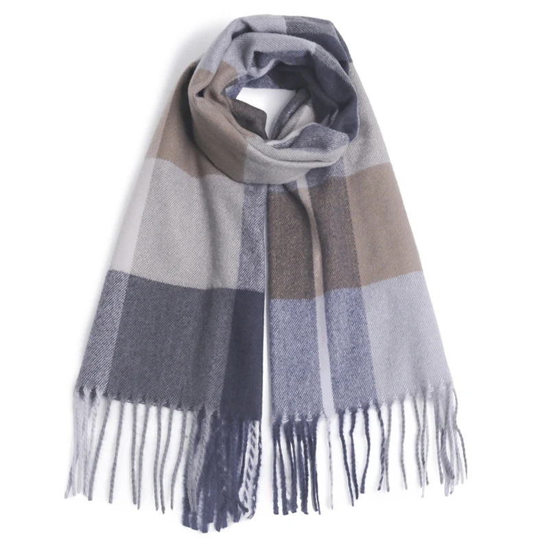 Wholesale Custom Print Logo Plaid Soft Pashima Winter Shawl Cashmere Scarf for Men & Women Autumn Season