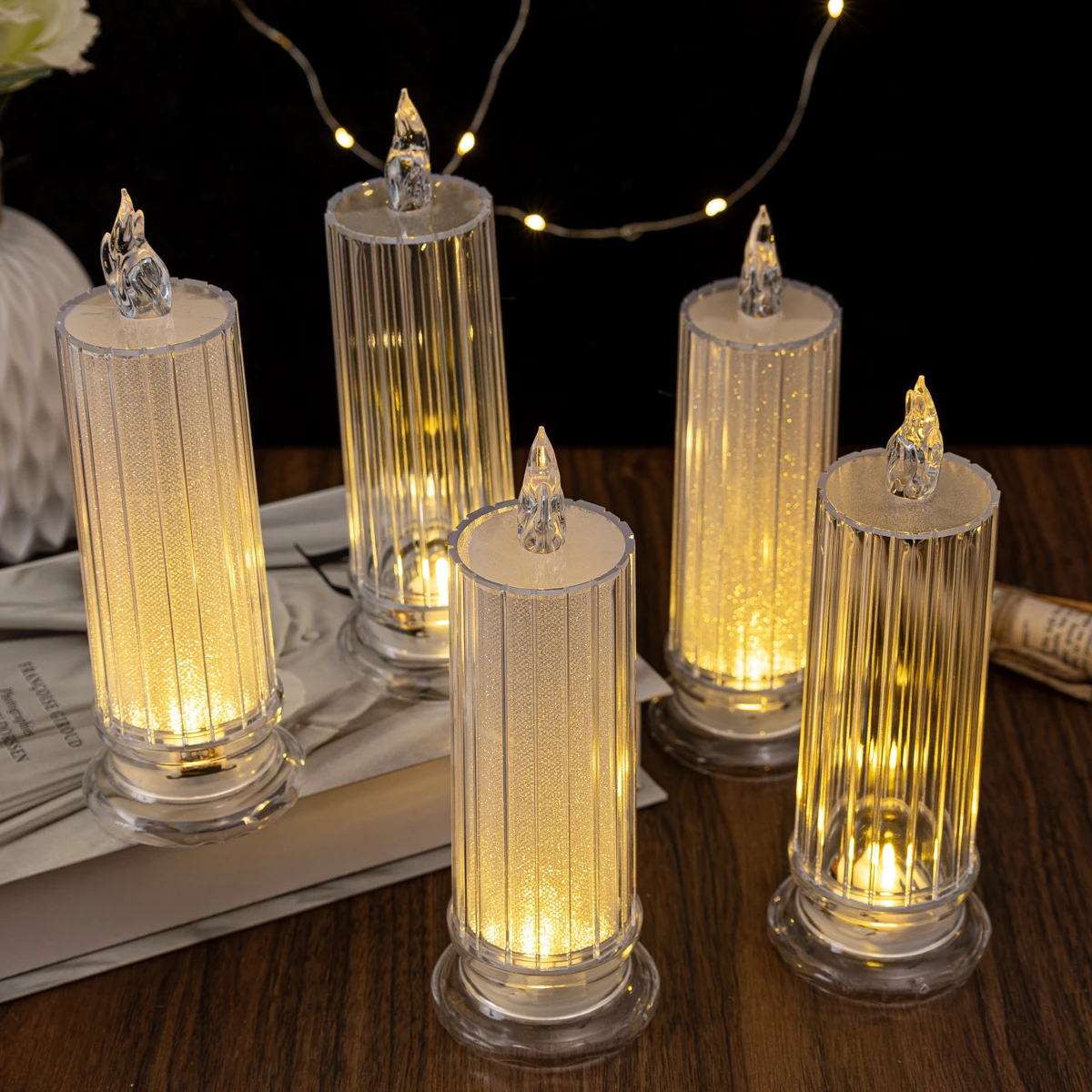 LED transparent simulation candle light creative night light bedroom bedside light atmosphere creative gift desktop ornaments