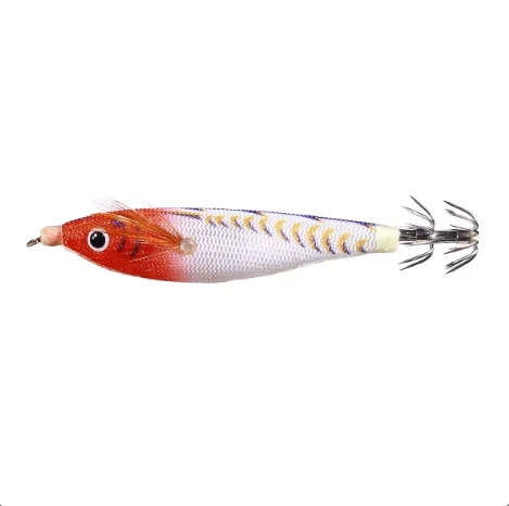 New 7.5cm 10.5cm Luminous Wood Shrimp Squid Hook Soft  Simulation With Ring Bead Cuttlefish Bait