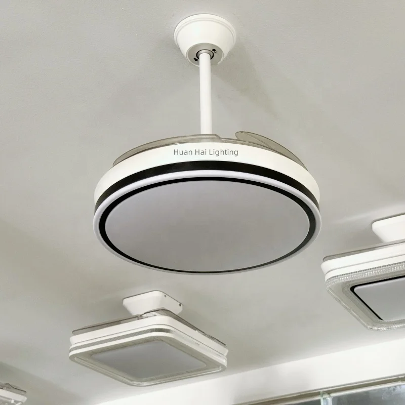 Bedroom Invisible Home Cooler High White Noise Real Electrical Dc 40w Retractable Ceiling Fan With Control