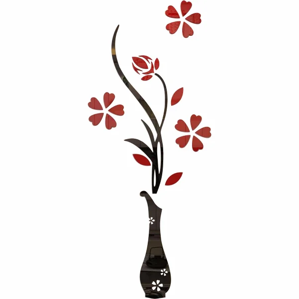 Exquisite Flower 3D Mirror Wall Stickers Removable Decal Art Mural Home Bedroom TV Background Decor