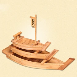 Hensin 90cm 120cm 60cm Japanese Restaurant Custom Logo Safe Healthy Large Natural Bamboo Sushi Boat With Plate Tray