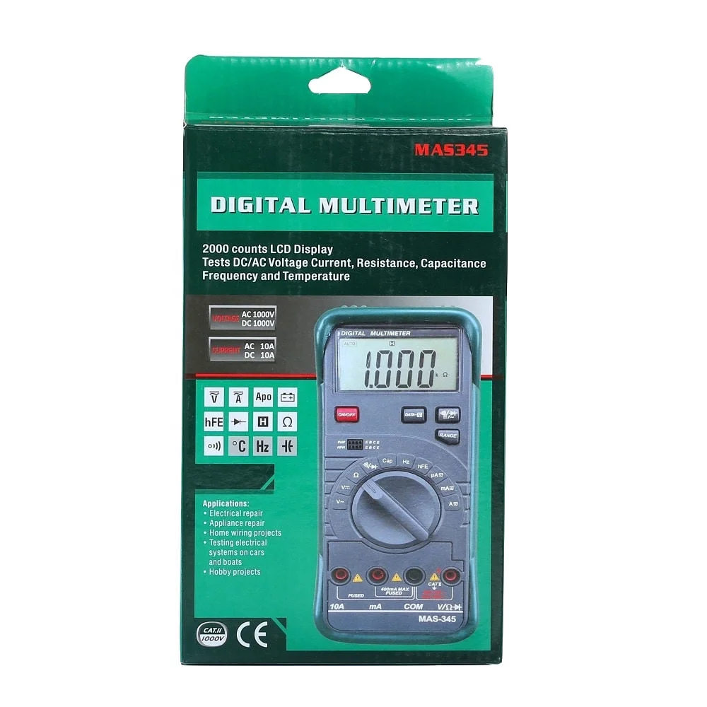 2019 hotsale 3999 counts AC DC digital multimeter MAS345A with frequency,capacitance test