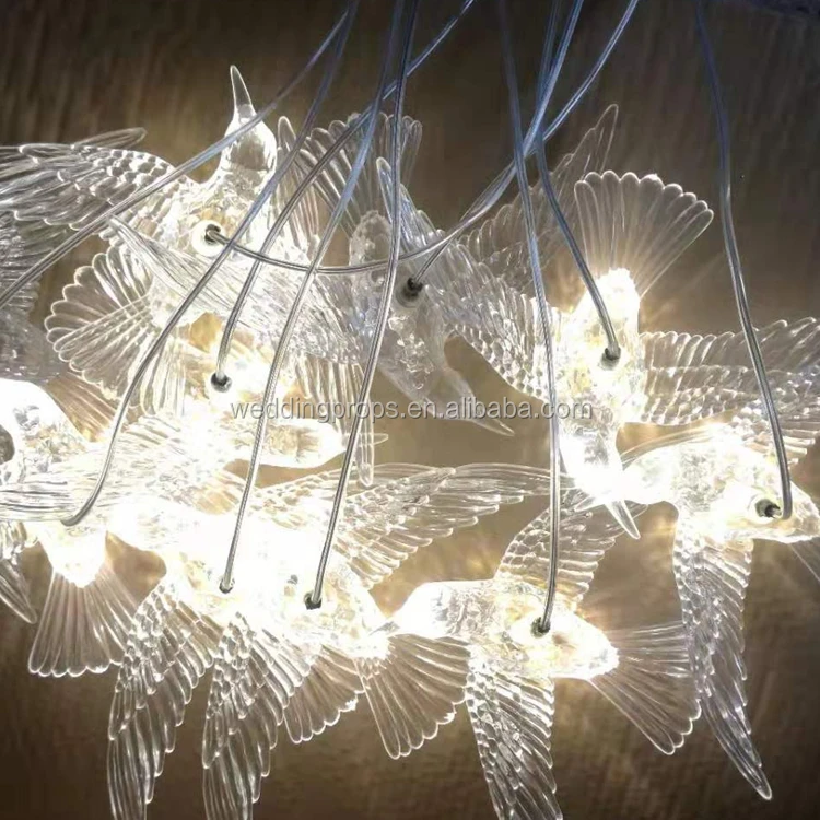 Fashion Wedding Ceiling Decoration Acrylic White Birds with Led Lights