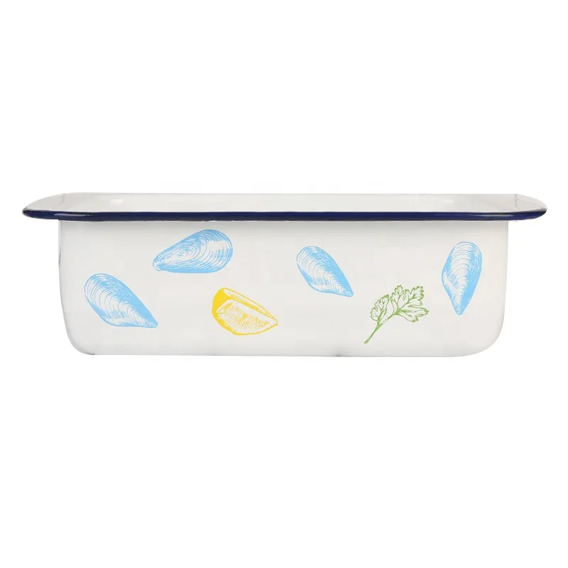 Oven / microwave use enamel baking bread pan baked pastry cake baking pan white color baking pans for cakes nonstick