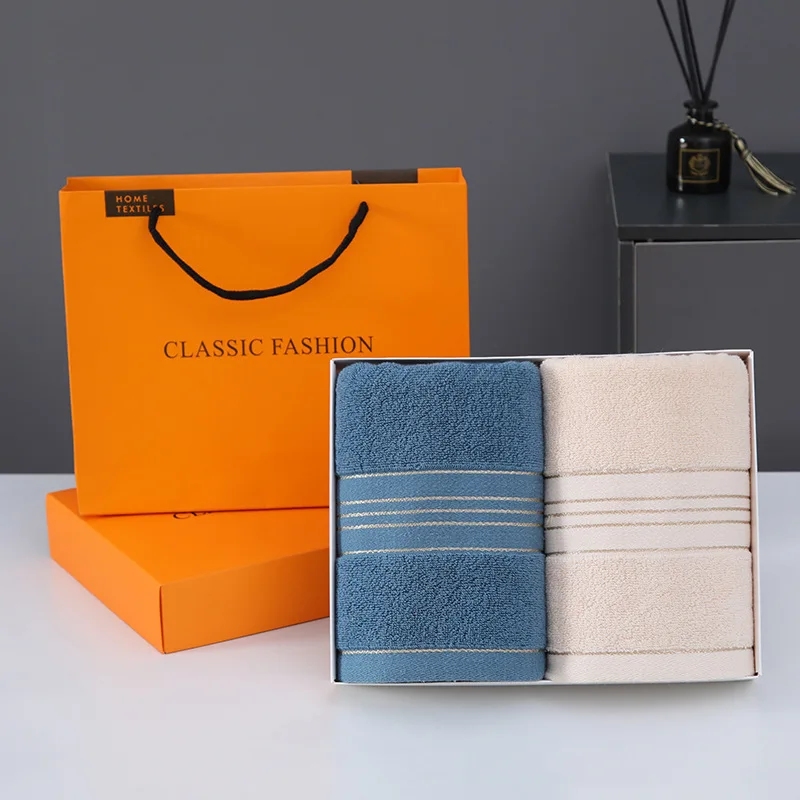 Luxury Hotel White Custom Thickening 100% Cotton Soft Towel Set in Gift Box Bathroom Face Hand Bath Towels Set for Hotel