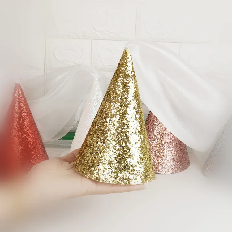 Блестящая бумажная шляпа с вуалью для вечеринки, товары для дня рождения