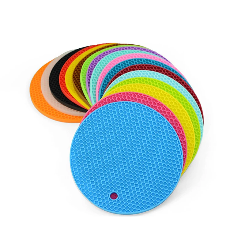 18/22cm Hot Selling Heat Resistant Round Silicone Trivet Mat Silicone Hot Pads for Kitchen Pots and Pans Hot Pan Mat