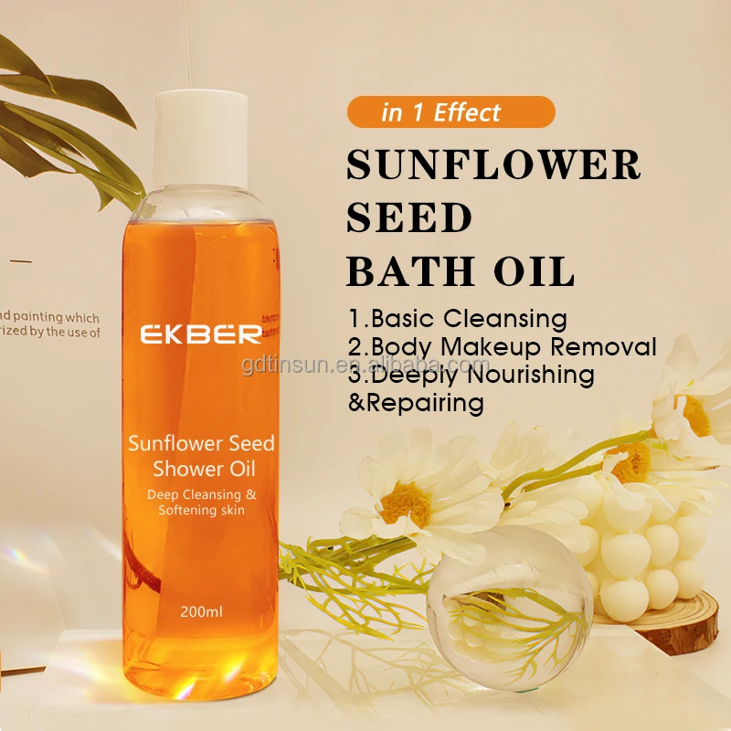 OEM ODM Wholesale Bath Oil Moisturizing Skin Smoothing Organic Plant Oil Sunflower Seed Body Shower Oil For Dry Skin