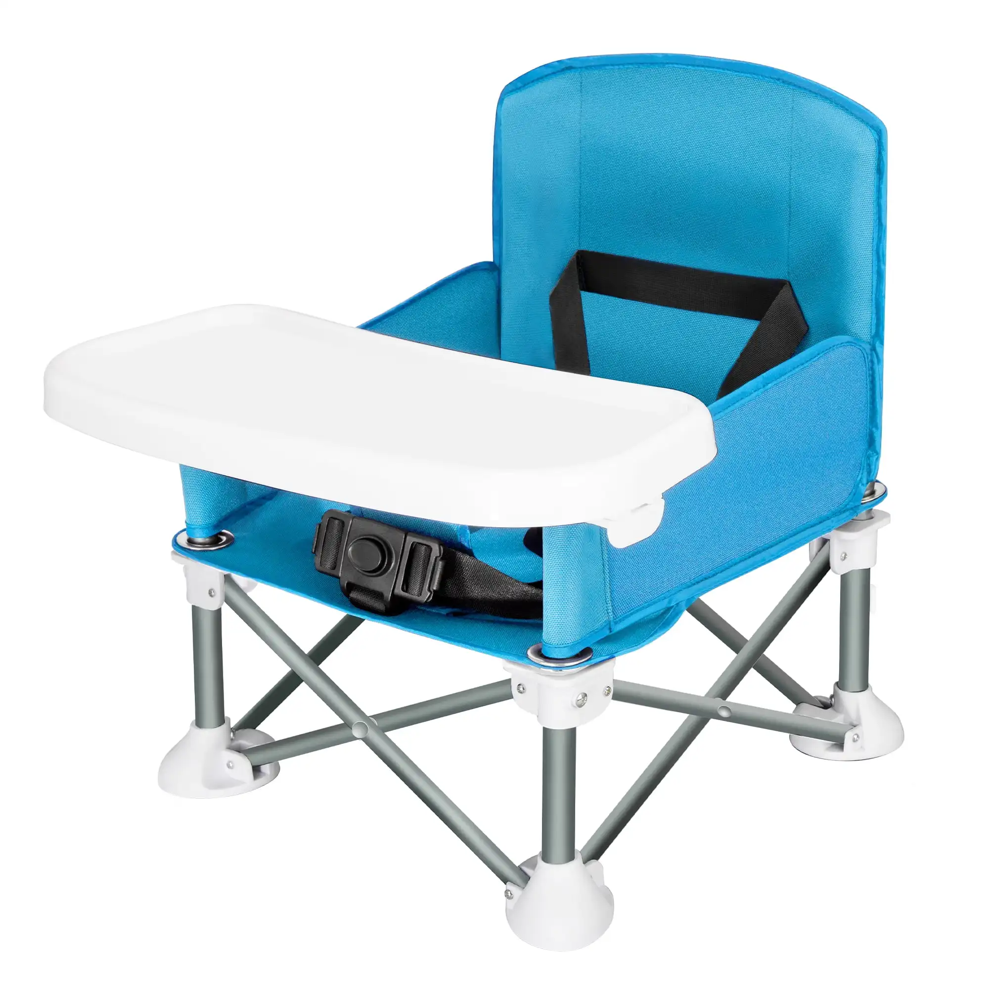 High Quality Folding Portable Kids Feeding Dining Beach Chair Travel Indoor Booster Seat with Tray back pocket for Baby