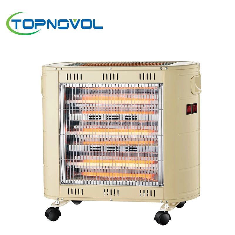 
CE CB Electric Quartz Heater With Moving Wheels Quartz Tube Heater 2400W Living Room Space Heating Radiant Fire Portable 