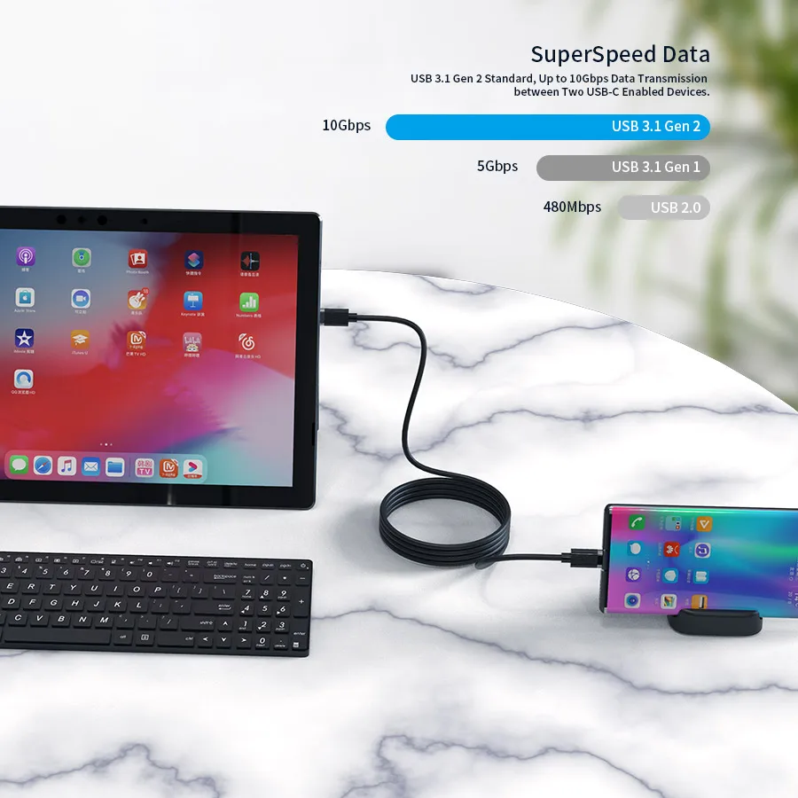 5A Fast Charging 10Gbps USB C to USB  C Data Cable