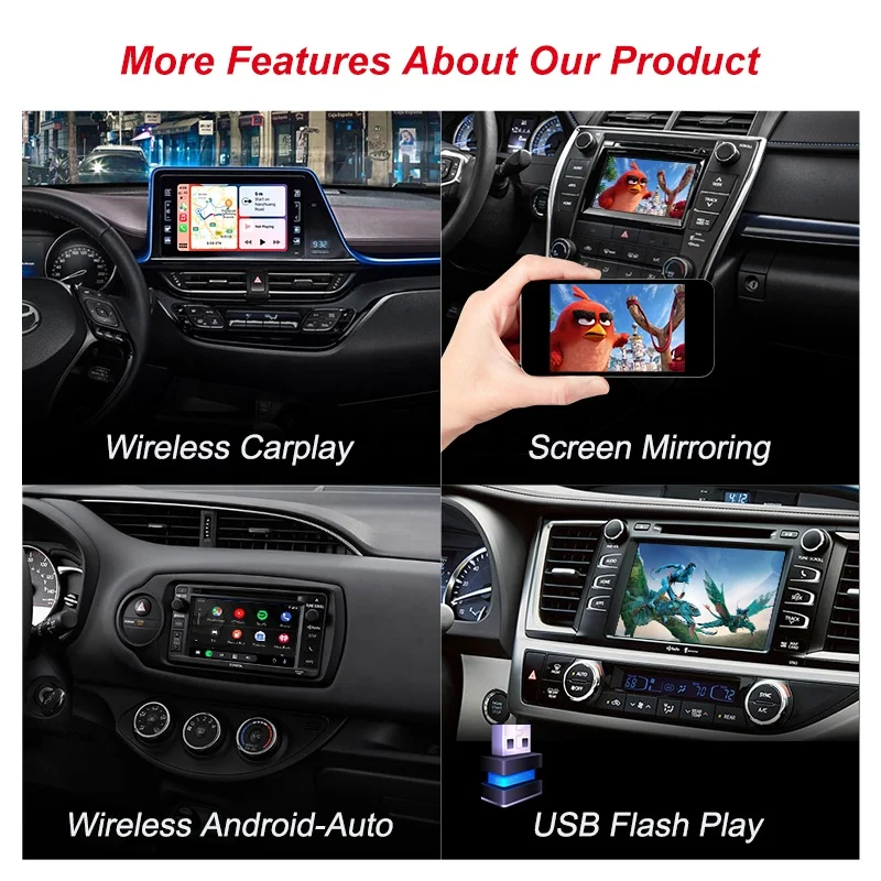 Wireless carplay Android auto box for Toyota camry corolla prado universal carplay smart box video interface