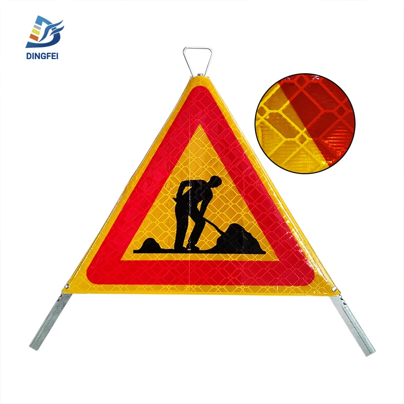 Man at Work Road Work Faltsignal Aufsteller Achtung mit Warnsymbol Warnpyramide Foldable Reflective Tripod Folding Warning Sign