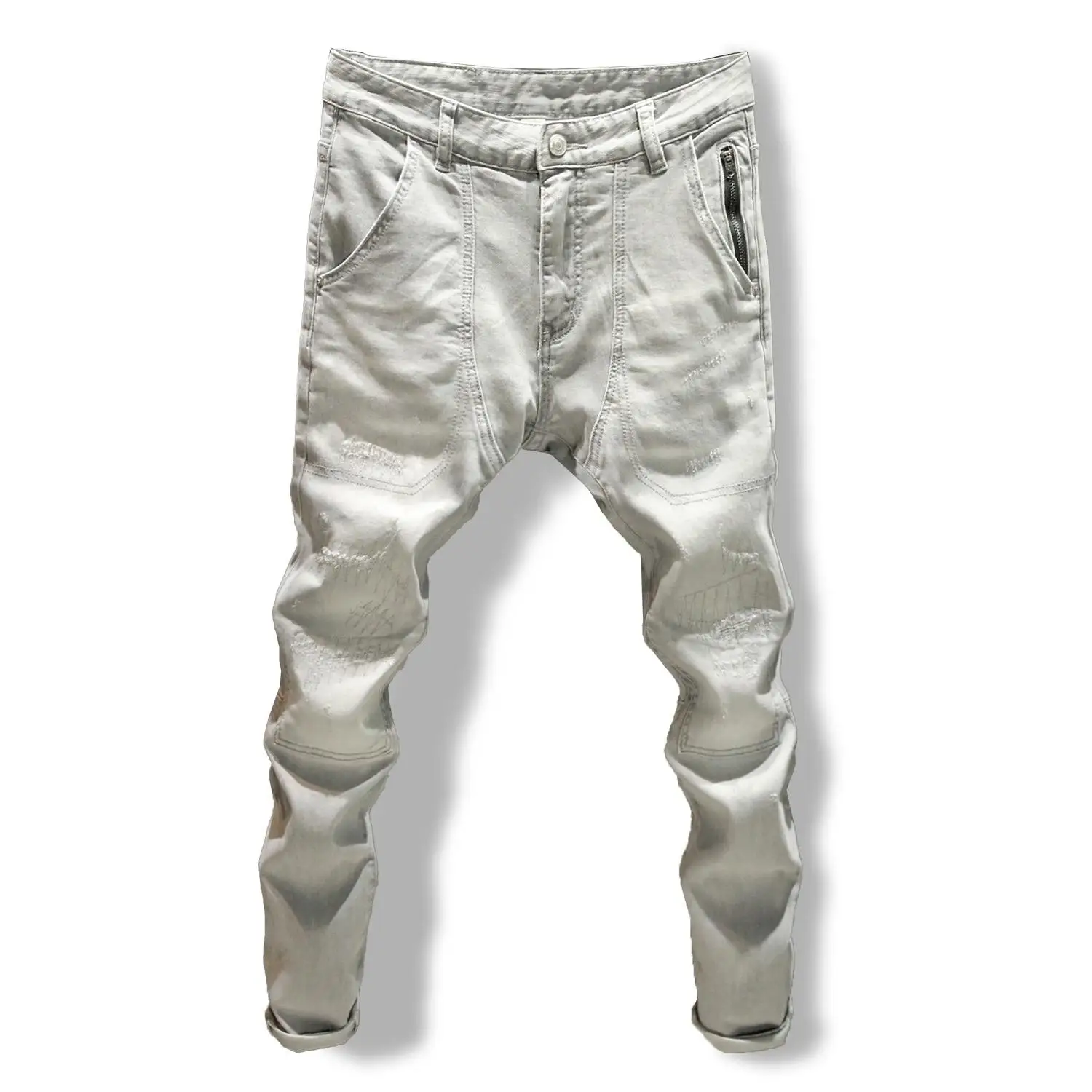 New arrival spring summer 2024 fashion street slim fit custom jeans purple brand jeans denim ripped mens