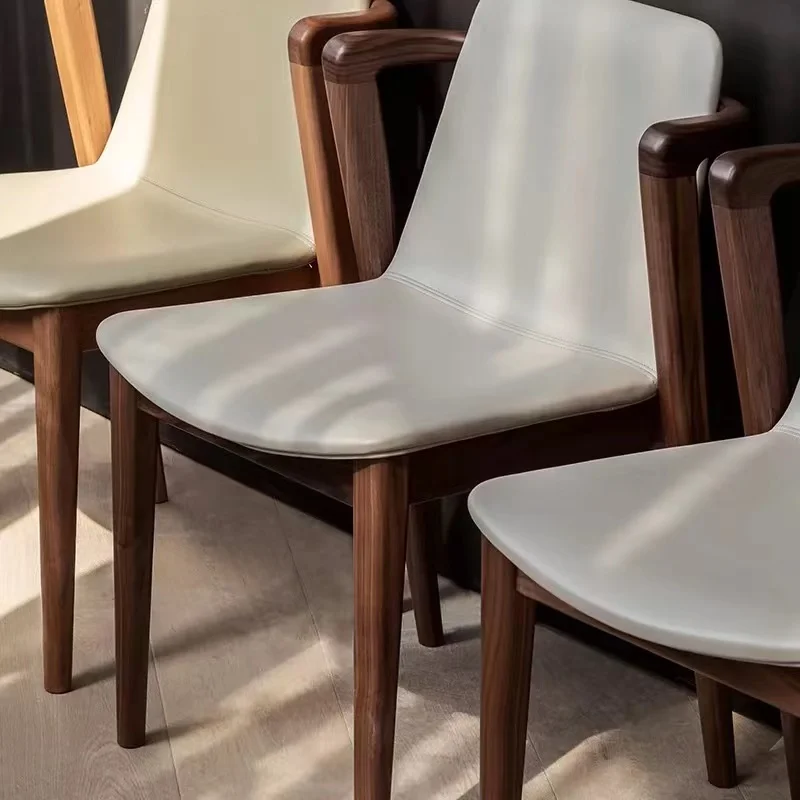 Silla Wholesale Luxury Leather Dining Chair Upholstery Arm Chair Dinning room with wood Legs chairs for hotel