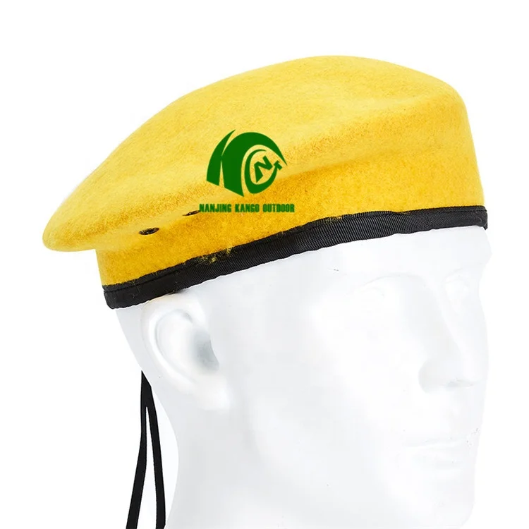 Custom Wholesale Cotton Lining Training Beret Hat 100% Wool Olive Green French Boina Francesa Tactical Beret Cap For Men