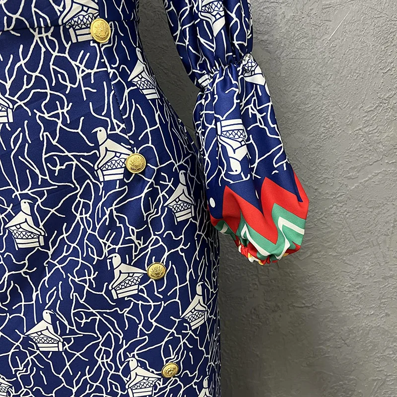 Print Vintage Summer Casual Long Dresses For Women 2023 Ladies Elegant Lantern Sleeve Dashiki Africa Clothes Fashion Daily Dress