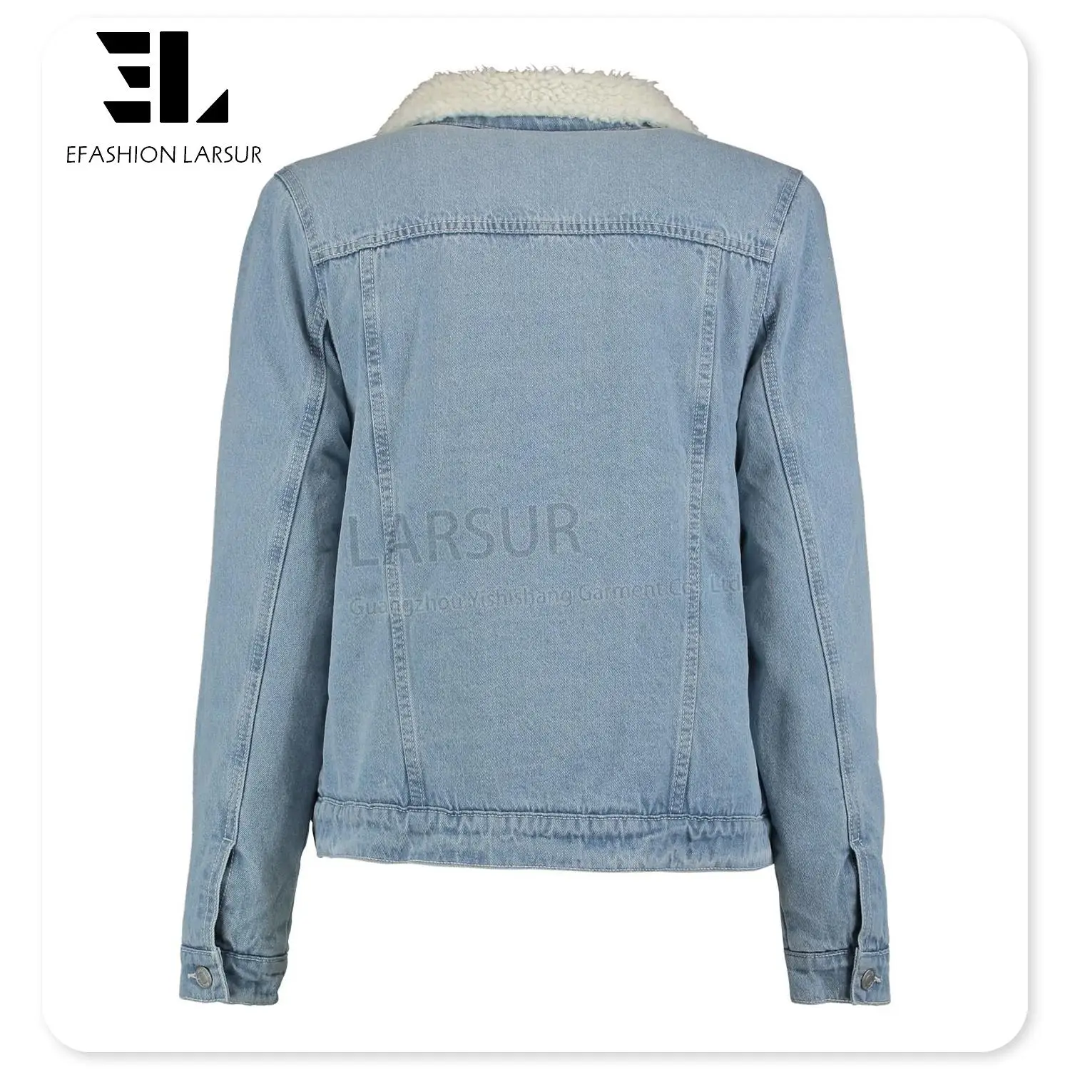 LARSUR xintang guangzhou denim jeans jacket factory manufacturer custom winter sherpa fur denim jacket for women jeans jackets