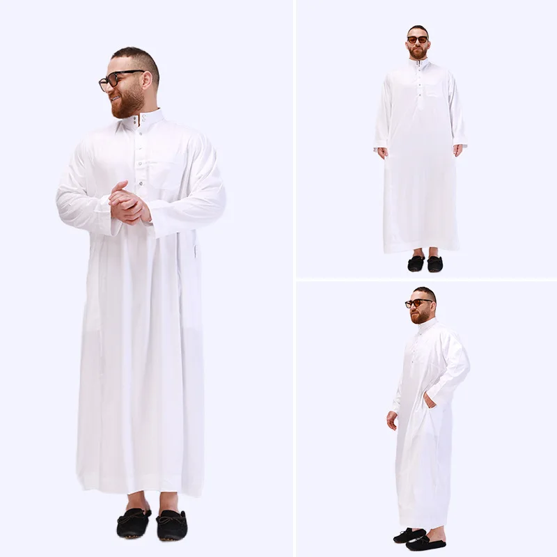 Jinteng Traditional muslim robe white oversized ethnic clothing classic islamic white long sleeve thobe hot sale clothing