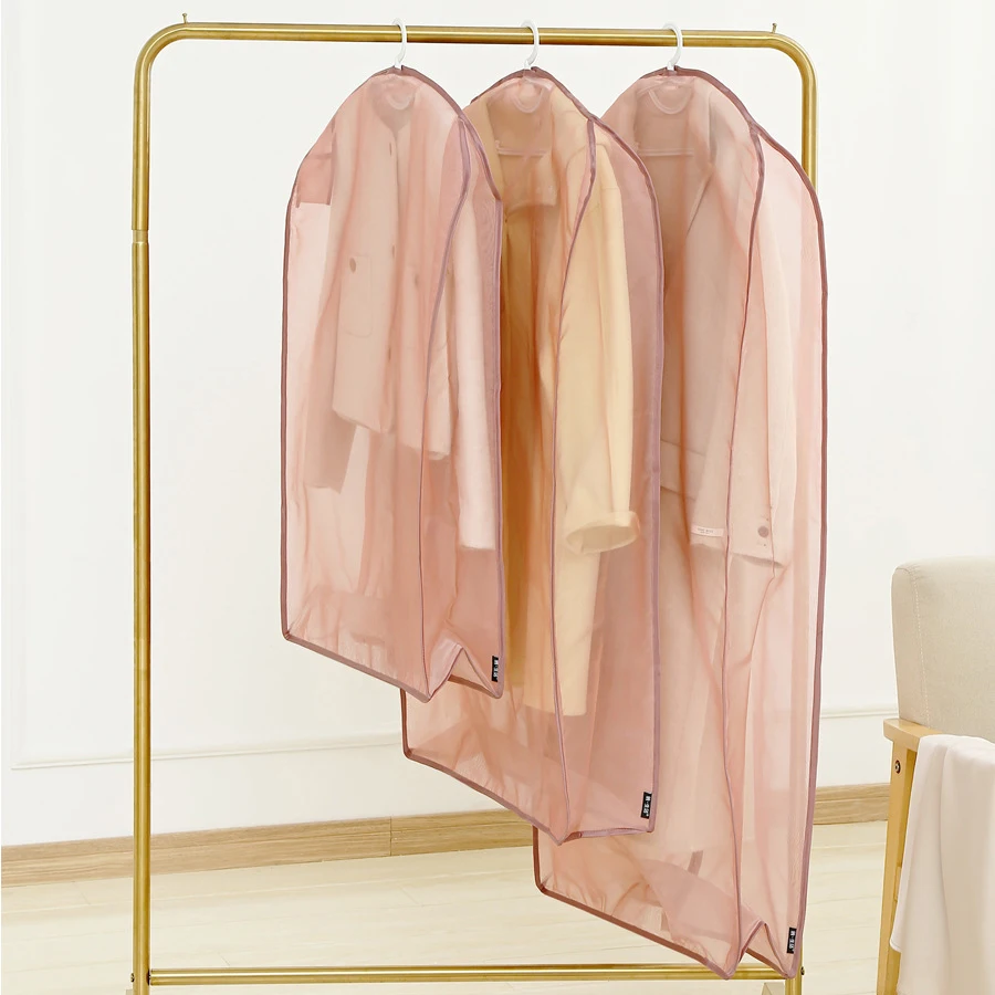 wholesale gusseted hanging closet storage clear garment bag dress cover bridal organza garment bag