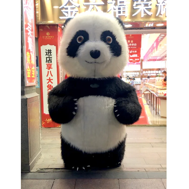 
OEM Custom advertising inflatable cartoon panda costume inflatable Cartoon character Fur Mascots Costumes for party 