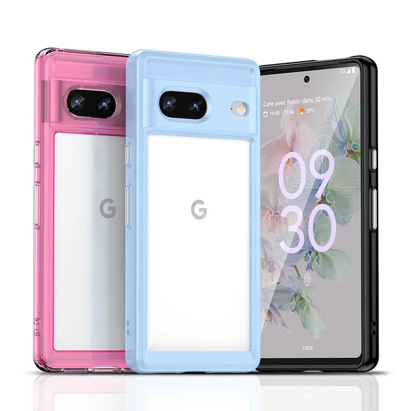 For Google Pixel 6 7 Pro Case Silicone Clear Border Shockproof Protector TPU Pixel 7 Pro Candy Colorful Transparent Phone Cove